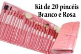 Kit 20 pincéis branco e rosa